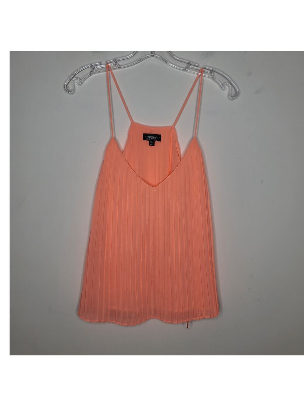 Topshop orange coral strappy pleated tank top - 6